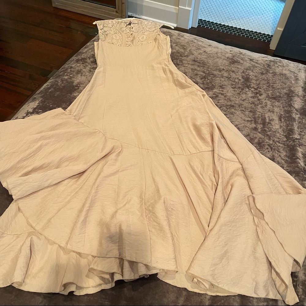 Joy folie dress. Lovely cream color, long with ruffles. Sleeveless with lace.